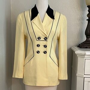 Fendi Vintage Retro Double‎ Breasted Black And Yellow Blazer Size 8